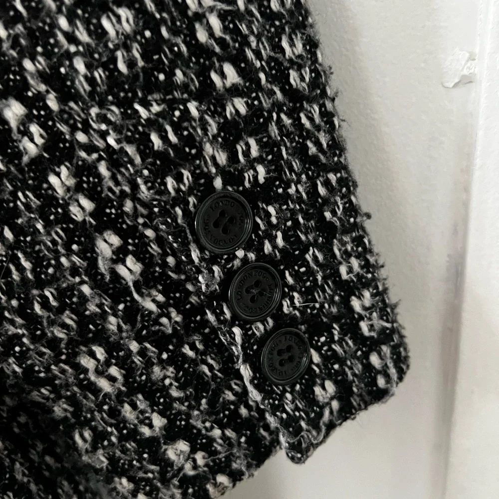 London Fog Women's Textured Black and White Pea Coat - Picture 11 of 13